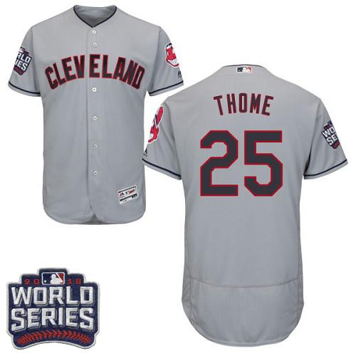 Indians #25 Jim Thome Grey Flexbase Authentic Collection 2016 World Series Bound Stitched MLB Jersey - Click Image to Close